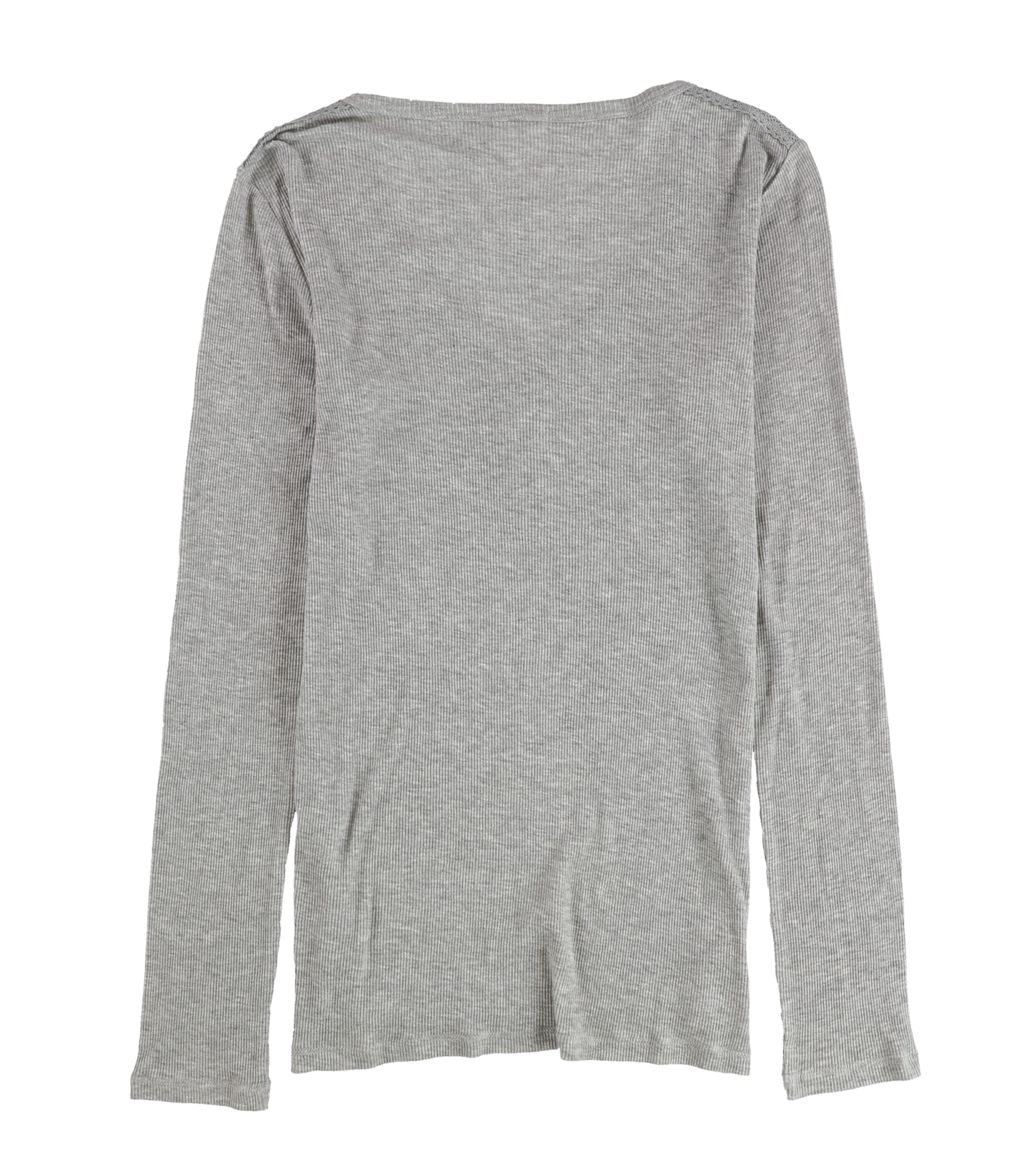 P.J. Salvage Womens Henley Lace Shoulder Pajama Sleep T-shirt, Grey, Medium - Picture 2 of 2