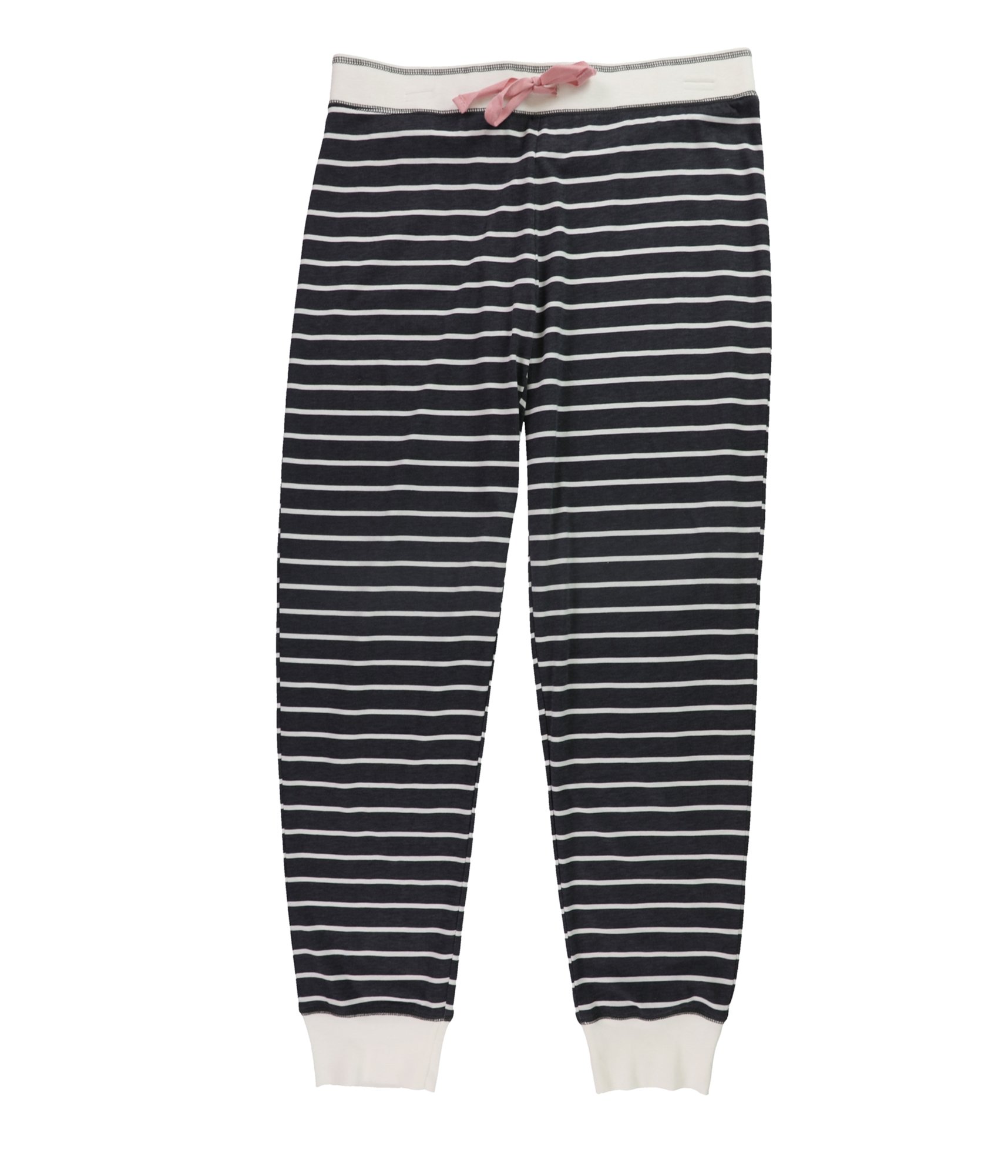 P.J. Salvage Womens Striped Pajama Jogger Pants, grywhtpnk, M