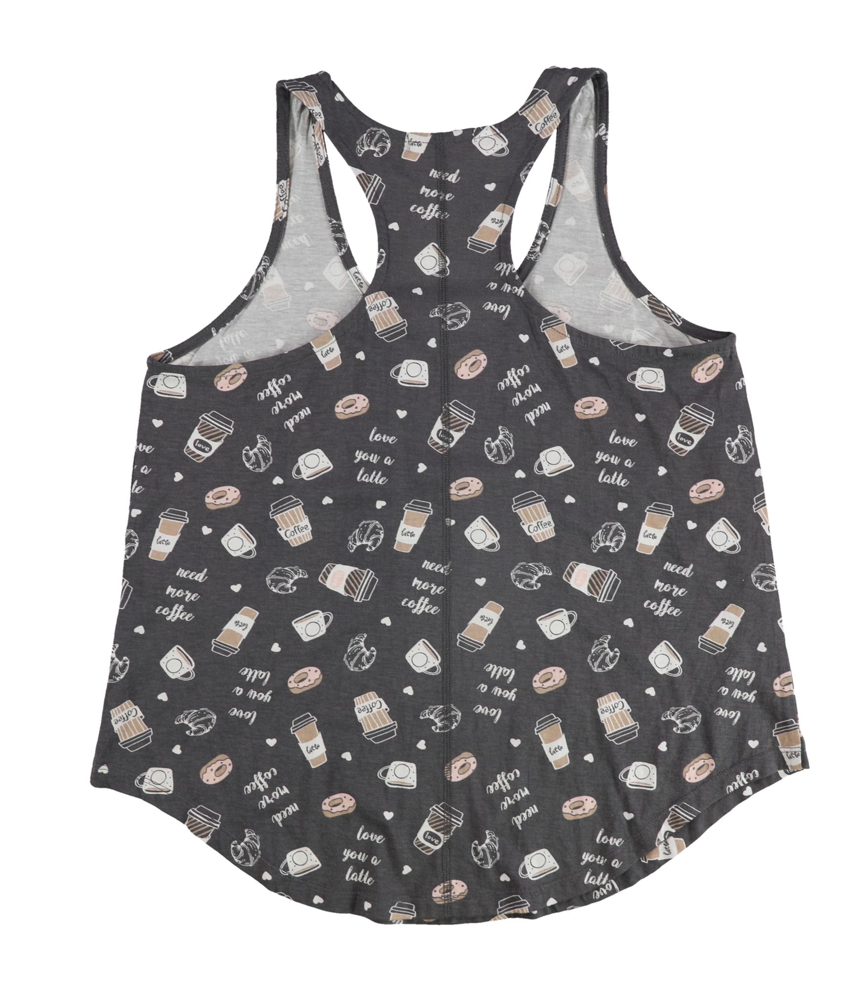 P.J. Salvage Womens Need More Coffee Pajama Sleep Tank Top, Grey, Medium - Bild 2 von 2