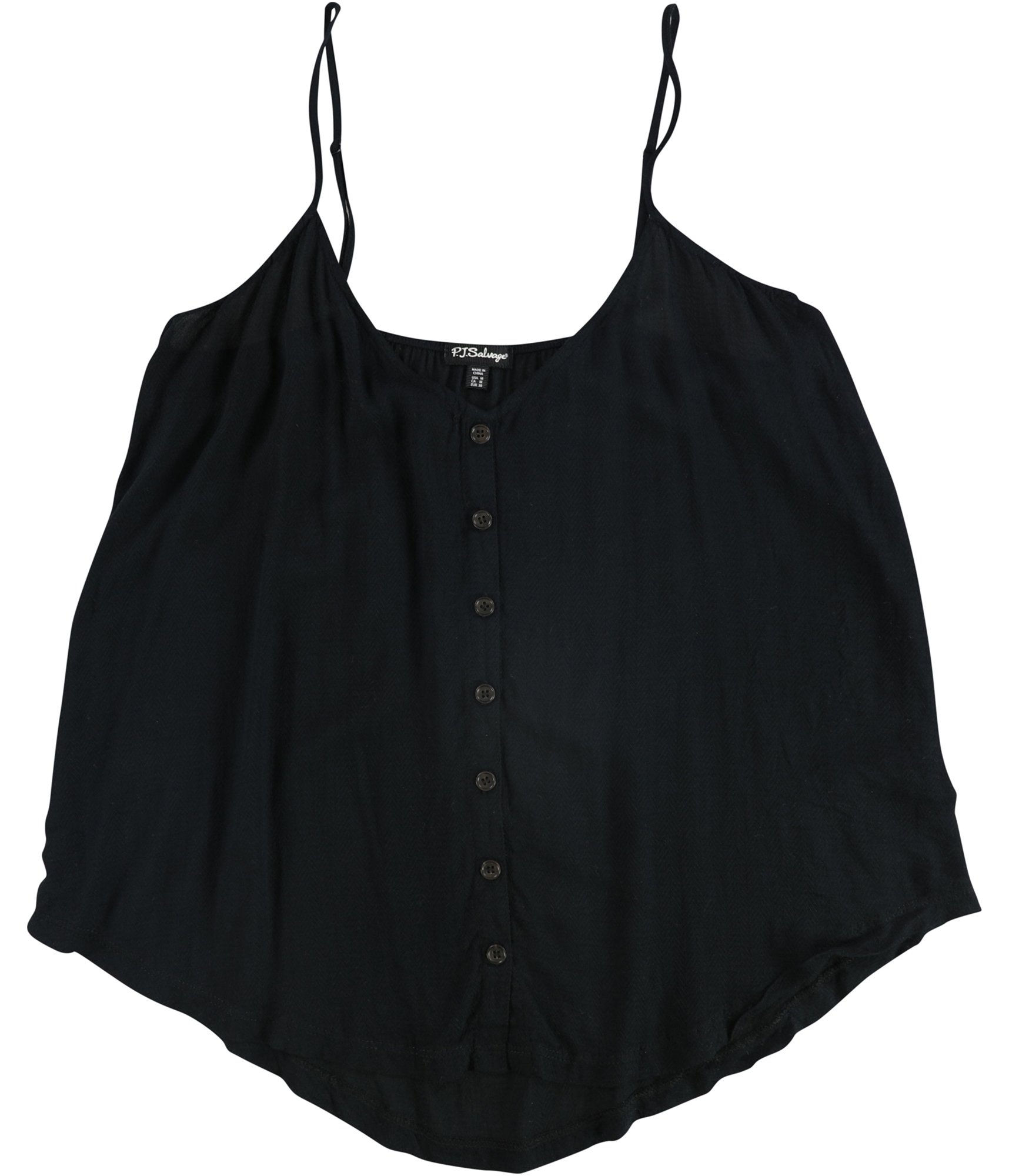 P.J. Salvage Womens Chevron Button Down Pajama Sleep Cami Tank Top, black, M