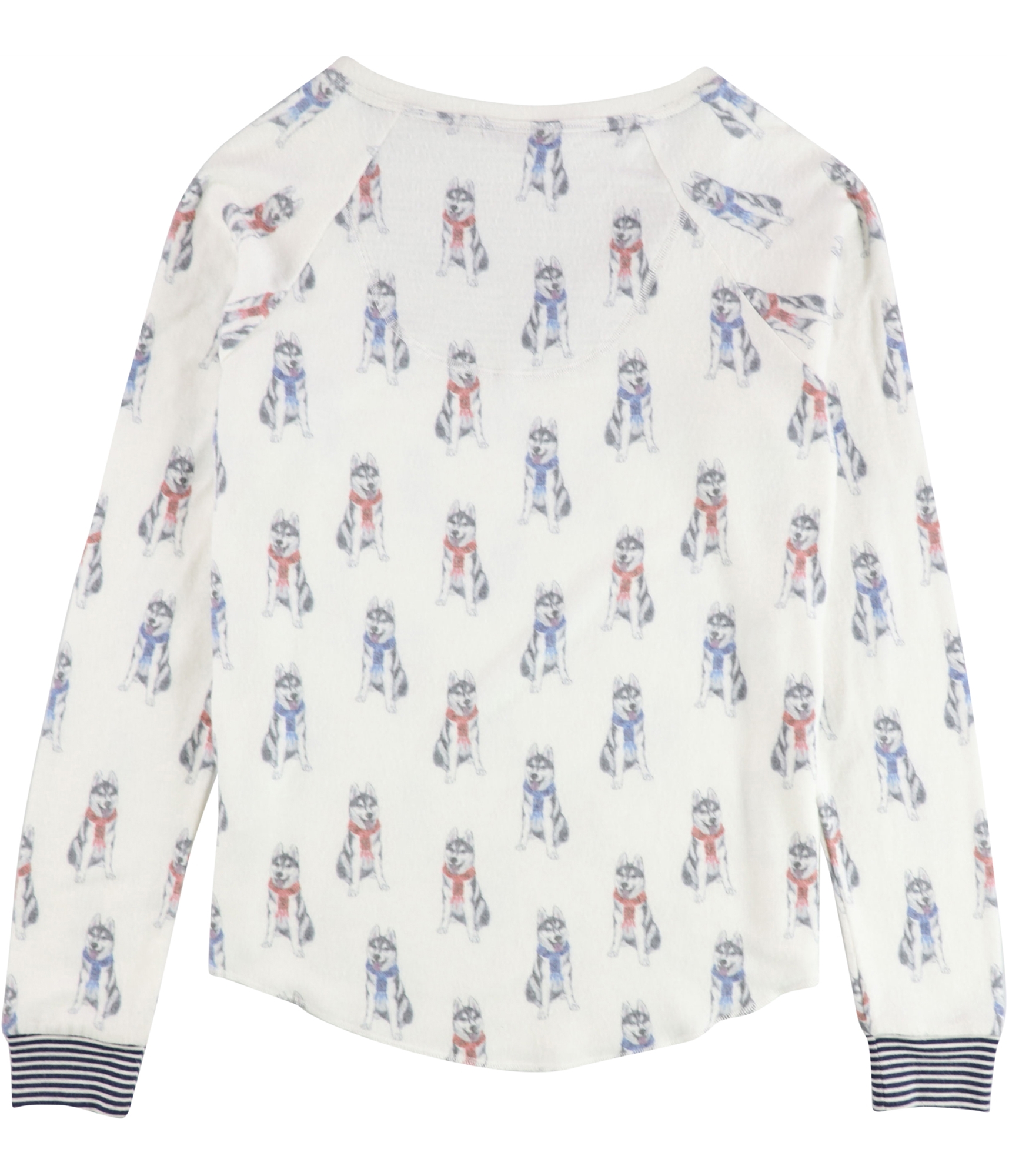 P.J. Salvage Womens Dogs In Scarves Pajama Sweater, White, Small - Picture 2 of 2