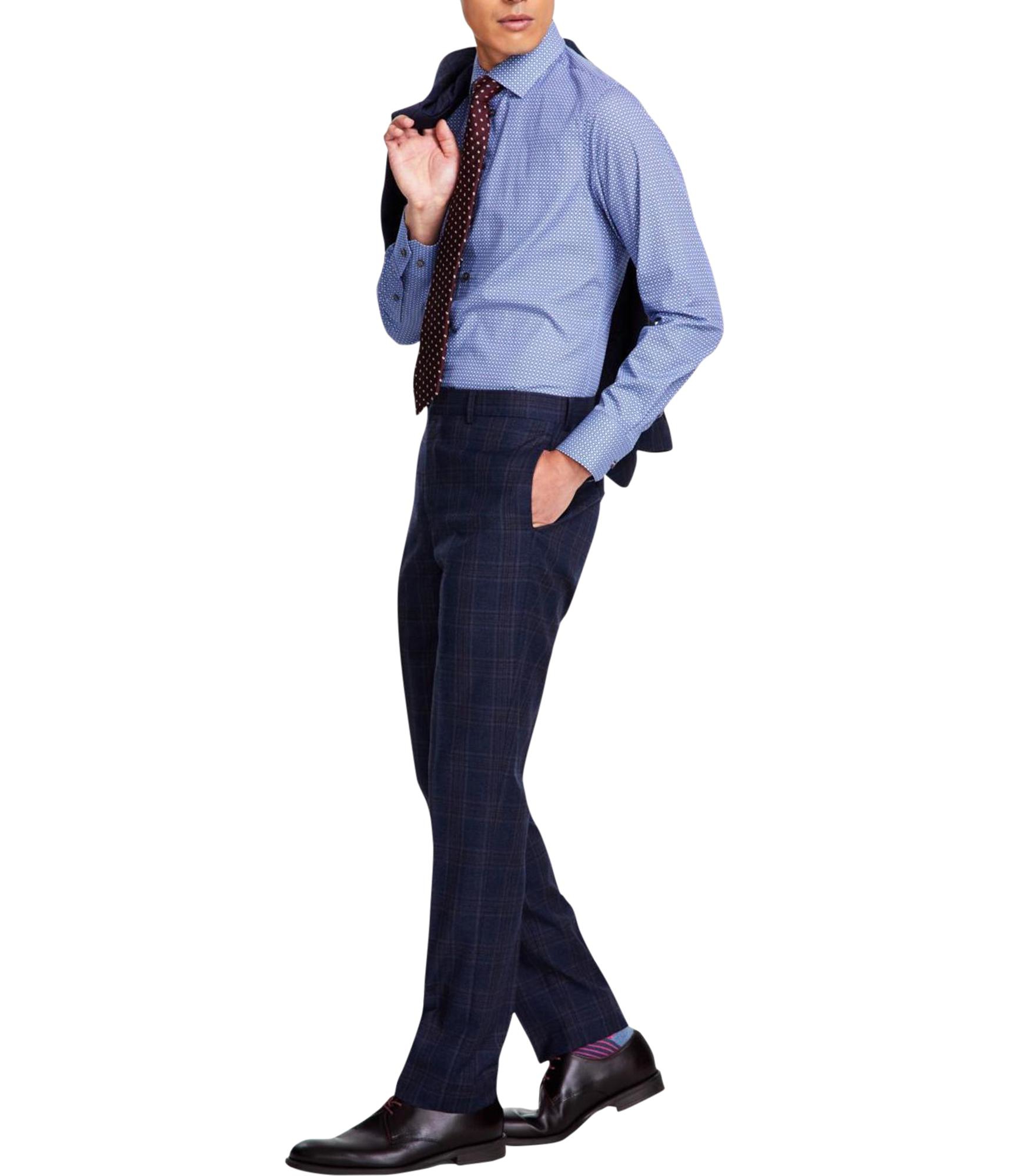 Мужские облегающие стрейчевые клетчатые платья-брюки Tallia Mens Slim Fit