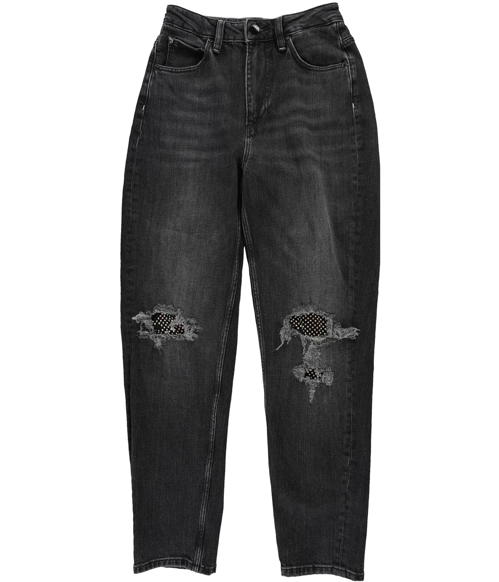 GUESS Womens Eco Crystal Rip Repair Mom Relaxed Fit Jeans