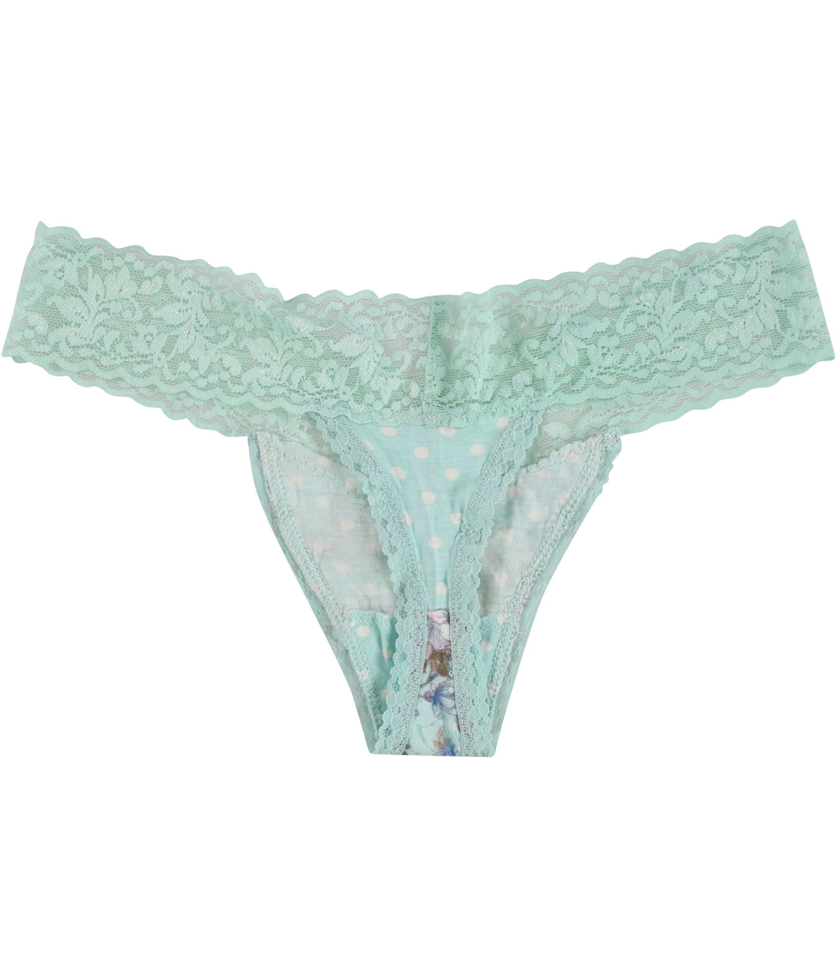 P.J. Salvage Womens Floral & Lace Thong Panties, Green, Medium - Bild 2 von 2