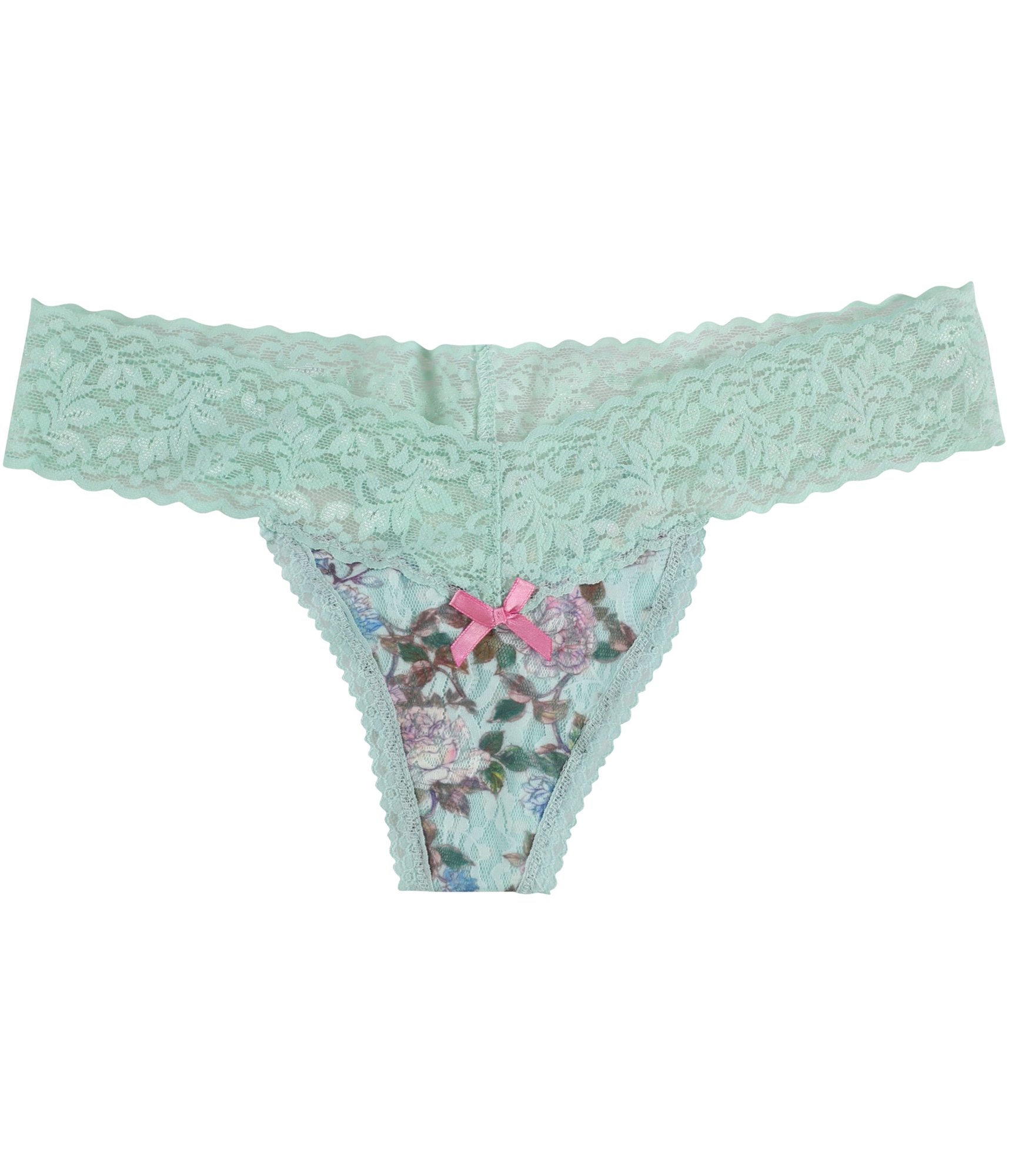P.J. Salvage Womens Floral & Lace Thong Panties, Green, Medium